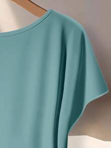 EMERY ROSE 大码女式纯色轻薄蝙蝠袖侧打结纯色蓝绿色上衣搭配花枝叶图案长裤两件套，新娘母亲礼服，优雅女士派对活动服装，Wo - 彩色 - 查看 3