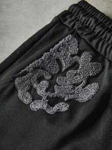 TOKVUE Men's Summer Casual Embroidered Drawstring Waist Shorts - Black - View 2