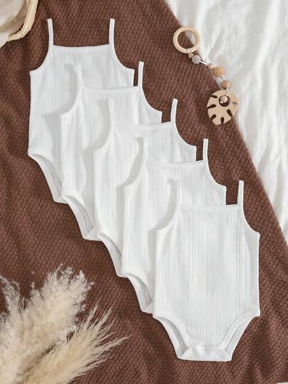 Babygirl Cute Summer Casual Knit White Camisole Romper Set