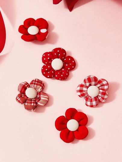 PETSIN 1 Piece Pet Red Flower Headband; Fashion Red Flower Rubber Band Headband For Pet; Pet Flower Hairband; Pet Accessory For Valentine's Day; Pet