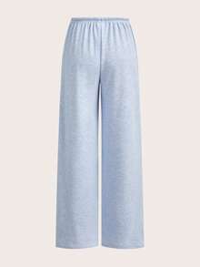 SHEIN EZwear 两色可选 女士针织系带腰休闲阔腿裤 - 彩色 - 查看 5