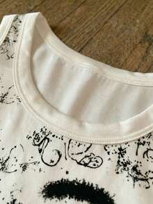 Glimmora Áo tank top ngắn tay nữ, họa tiết mèo, đa năng cho mùa tựu trường, đi làm và trang phục mùa hè. - Nhiều màu - Xem 3