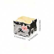 Joivida 1个可爱牙刷架，奶酪造型方形陶瓷收纳盒，台面化妆刷和剃须刀收纳架，多功能牙刷牙膏收纳架，浴室配件，家居装饰，家居家具 - 彩色 - 查看 15