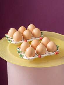 Joivida Multi-Functional Egg Storage And Baking Tray, Suitable For Countertops And Ovens - The Ideal Choice For Small Kitchens - Durable Ceramic Construction, Stylish Kitchenware, High-Quality Ceramics, Home Cooking, Organized Household