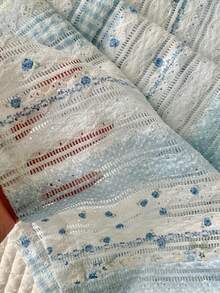 Comfortcana 女士条纹撞色格子松紧腰抽绳裤 - 藍色 - 查看 6