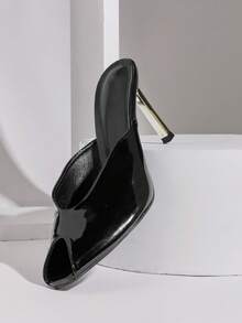 SHUZIA 女士优雅简约套脚细高跟凉鞋 - 黑色 - 查看 5