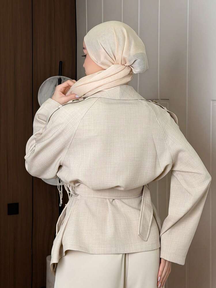 Women's Casual Solid Color Waist Belt Regular Jacket, Spring