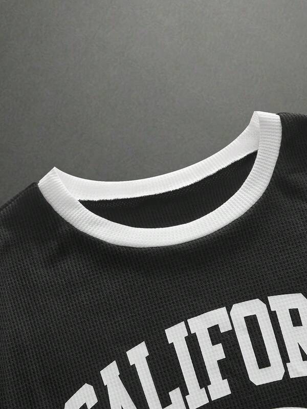 HIMLAND Men's Casual Digital Print Textured Fabric Round Neck Short Sleeve T-Shirt Men T Shirt College Shirt Jersey Shirt Academia Clothes Men California T Shirt