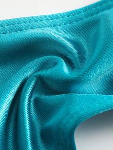 Swim SXY 2件套吊带露背缎面面料高端比基尼套装（含丁字裤） - 藍色 - 查看 7