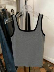 Resyla 畅销款女士修身条纹背心 - 灰色 - 查看 2