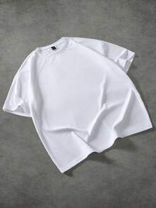 Manfinity Hypemode 男士印花T恤，日常百搭 - 白色 - 查看 2