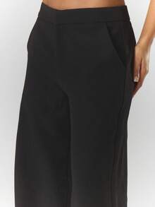 MUSERA Woven Tailored Mid Rise Straight Leg Trousers Party Sexy Night Out Elegant Occasion Valentines Bridal Wedding Engagement Wedding Party Summer Casual - Black - View 5