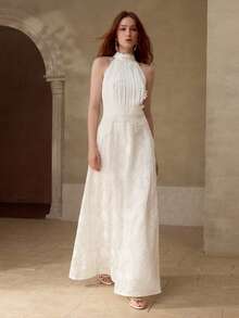 MOTF PREMIUM 优雅蕾丝刺绣连衣裙，春夏款 - 白色 - 查看 5