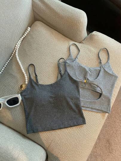 Airaco Women's Casual Solid Color Backless Camisole