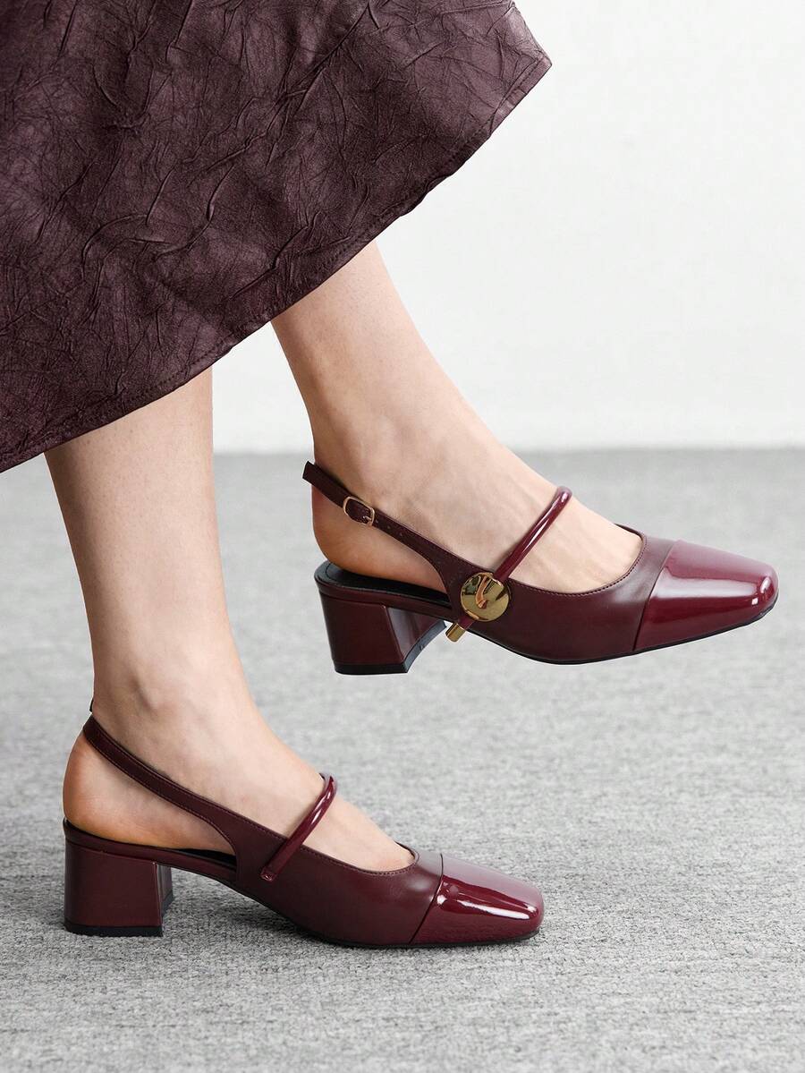 CUCCOO BIZCHIC Women's Classic Low Heel Slip-On Pumps, Black For Christmas Valentine's Day - Red Violet - View 1