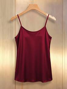 Franclia 优雅亮片拼接无袖背心，夏季 - 酒紅色 - 查看 2