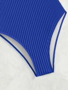 Swim Chiccia 素色深V領連體泳衣 - 寶藍色 - 查看 4