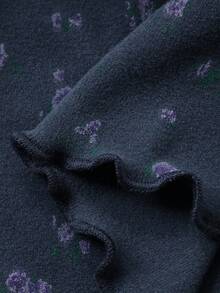 DAZY Young Girl Ditsy Floral Round Neck Long Sleeve Top And Pants Pajama Set - Navy Blue - View 6