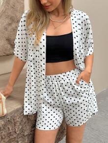 EURMUSE 罗纹针织两件套，长款无袖纽扣背心上衣，搭配高腰阔腿裤，柔软弹力面料，简约时尚风格 - 黑與白 - 查看 5