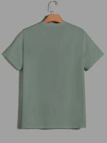 EURMUSE Men's Casual Simple Bear Graphic Short Sleeve T-Shirt - Mint Blue - View 2