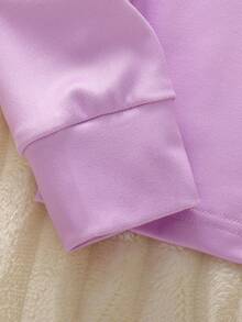 Teen GirlPurple Minimalist Eyelash & Cloud Pattern Long Sleeve Top And Leggings 2 Pieces Pajama Set Snug Fit Purple Pajamas Set Girl Pajama Sets - Purple - View 8