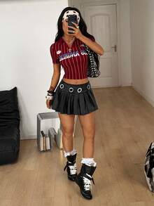 Coolane Women's Y2K Coachella Black And White Total Design Mini Skirts - Black - View 6