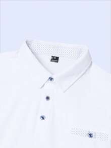 Manfinity Mode Men's Casual Half-Placket Short Sleeve Polo Shirt, Summer - White - View 5