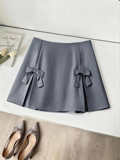 GlowEve CURVE Große Größen Eleganter, weiter, hochgeschnittener Rock mit Falten und Schleifendekor für Damen