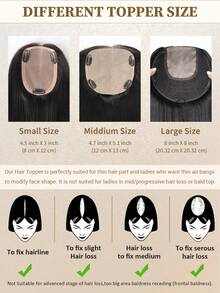 8x8 英寸（20x20厘米）女士假发片，100% 真人发丝，NC# 自然黑，适合有脱发或稀疏发质，无刘海，可增加发量，贴合头皮，夹式接发，花朵发夹 - Natural Black - 查看 9