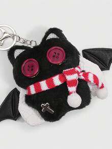 Kawaii 1个可爱黑猫波点零钱包，小型卡片收纳袋，可用作吊坠装饰品 - 多色1 - 查看 7