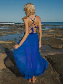 Swim Vcay 2packs Plain Underwire One Piece Swimsuit With Beach Skirt,Summer Beach - Royal Blue - View 6