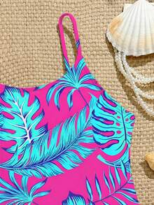 Tween Girl Tropical Print One-Piece Swimsuit