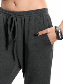 Airlisse Women's Fashion Y2K Flare Leg Drawstring Waist Sweatpants Flared Pants For Women Bell Bottom Pants Y2K - Dark Grey - View 6