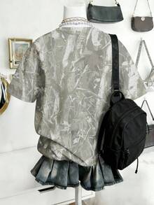 Women's Round Neck Plant Print Casual Versatile Daily Wear Short Sleeve T-Shirt - Multicolor - View 2