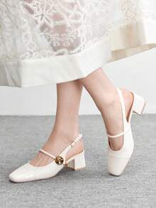 CUCCOO BIZCHIC Women's Classic Low Heel Slip-On Pumps, Black For Christmas - Beige - View 3