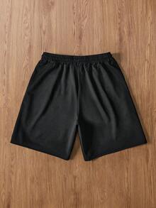 TOKVUE Men's Summer Casual Embroidered Drawstring Waist Shorts - Black - View 3