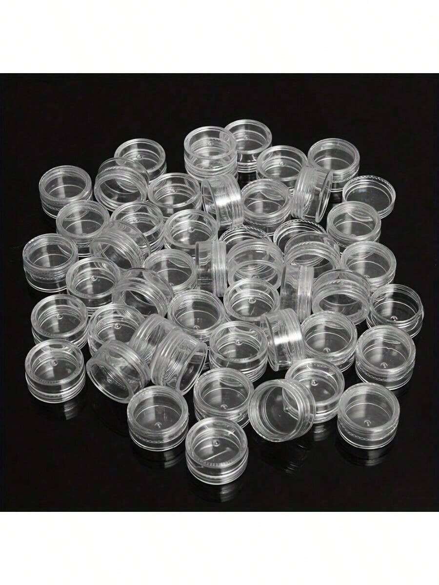 25个迷你透明乳霜罐，3克/5克，空塑料化妆品罐，透明样品瓶，眼影膏/唇膏容器，旅行必备样品化妆品罐，空迷你瓶，适用于感恩节、万圣节和圣诞节。 - 無色 - 查看 1