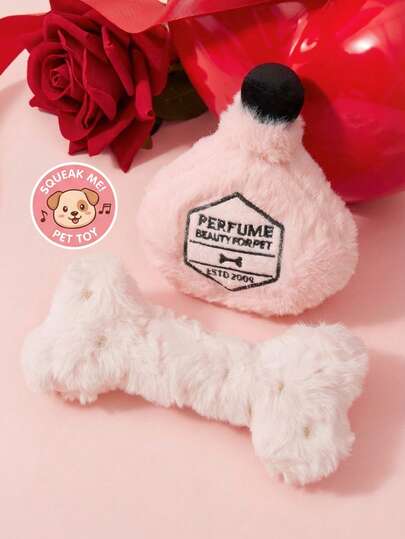 PETSIN 1 st polyestermaterial, rosa parfymflaska och bendesign husdjursleksak med pip, ljudlös interaktiv husdjursleksak lämplig för katter, hundar, daglig användning, bröllopsfotografering, alla hjärtans dag-dekor och present, för små/medelstora husdjur