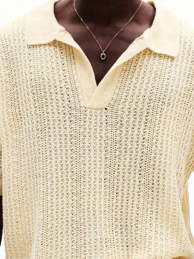 Knit V-Neck Short Sleeve Sweater