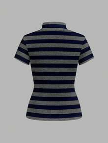 Attitoon 休闲复古朋克 Y2K 百搭派对机场高领短袖修身女式T恤，秋冬季穿着舒适 - 彩色 - 查看 2