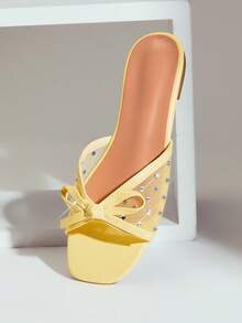 SHUZIA Women's Fashion Comfortable Bow Tie Mesh Flat Sandals