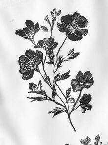 SHEIN MOD 大码女士复古印花长连衣裙，优雅无袖，印花连衣裙，复古连衣裙，女士优雅连衣裙，度假连衣裙，波西米亚风，老钱风格女士连衣裙，返校季服装，乡村音乐会服装，返校节服装，波西米亚风 - 黑與白 - 查看 3