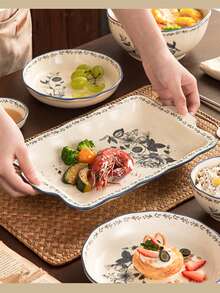 Cirelle Fuente de horno de porcelana con estampado floral vintage - Vajilla de cerámica para hornear y servir, menaje de cocina elegante - Multicolor - Ver 8