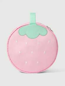 ROMWE High-Quality Embroidery Thread Anti-Splashing Water Large-Capacity Strawberry Cosmetic Bag Storage Bag Jewelry Bag Gift Gift - Pink - View 3