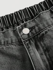 SHEIN MOD 大码女式宽松破洞喇叭牛仔裤，蓝色 - 灰色 - 查看 4