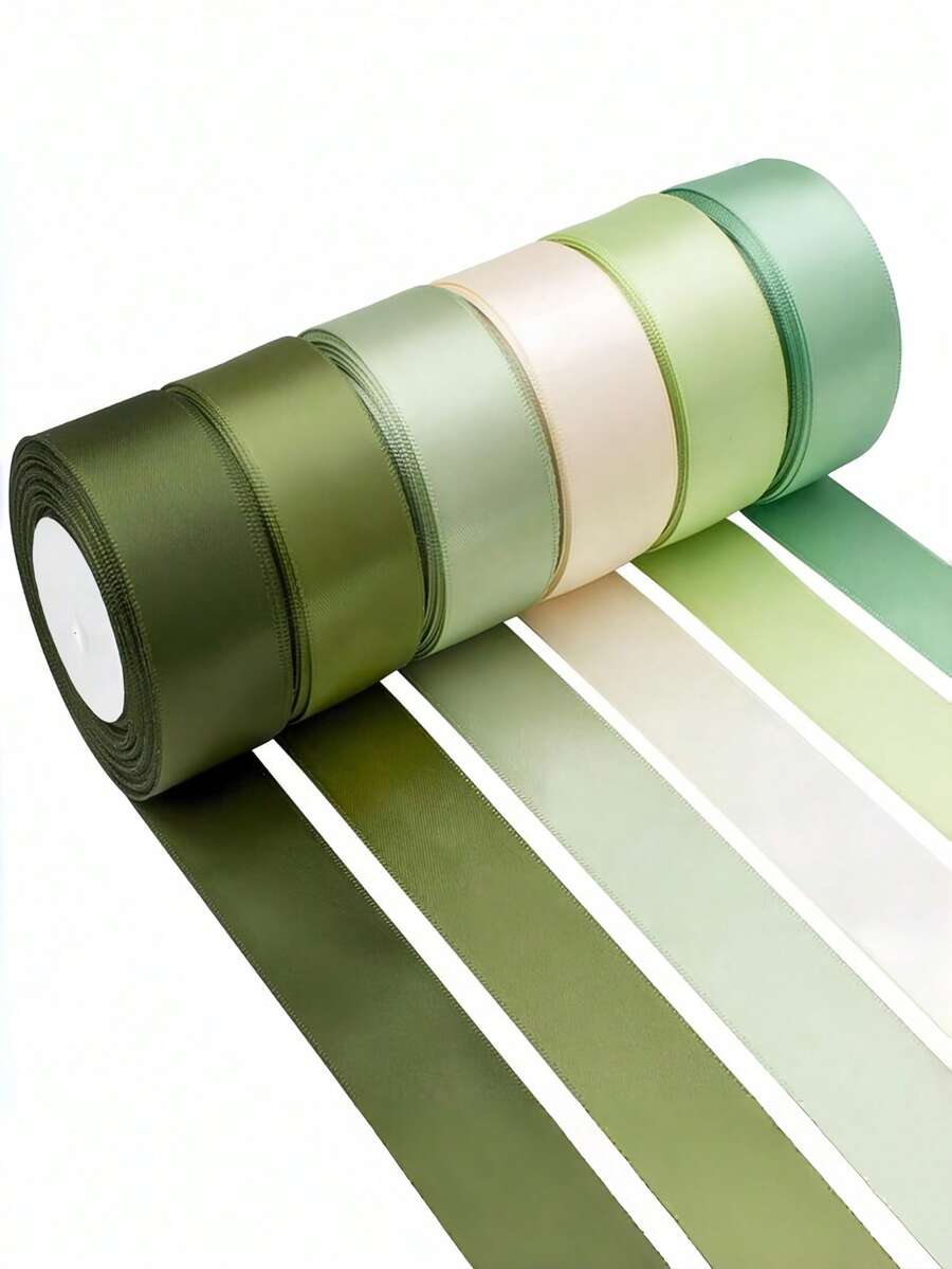 150 Yards 6-Packs Green Ribbon Assorted Solid ColorsSatin Ribbon For Crafts,Christmas,Gift Wrapping, Wedding,Flower Bouquet, Invitation, Hair Bows - Multicolor - View 1