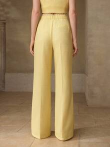 MOTF PREMIUM 粗花呢纯色前缝西装裤 - 黃色 - 查看 3