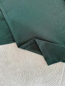 Lacomfia 女士圆领七分袖交叉长款休闲舒适加大码T恤 - 綠色 - 查看 5