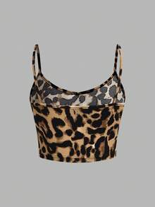 SHEIN EZwear 3pcs Leopard Print Women Tight Cropped Casual Camisole Tops, Suitable For Summer - Multicolor - View 5
