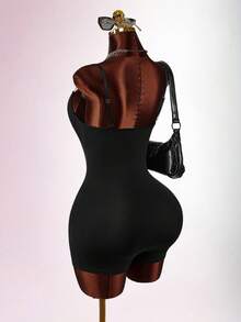 Amplova Neujahr & Valentinstag schwarzer transparenter sexy tief ausgeschnittener gepolsterter Büsten-Bodysuit-Shorts - Schwarz - Übersicht 7